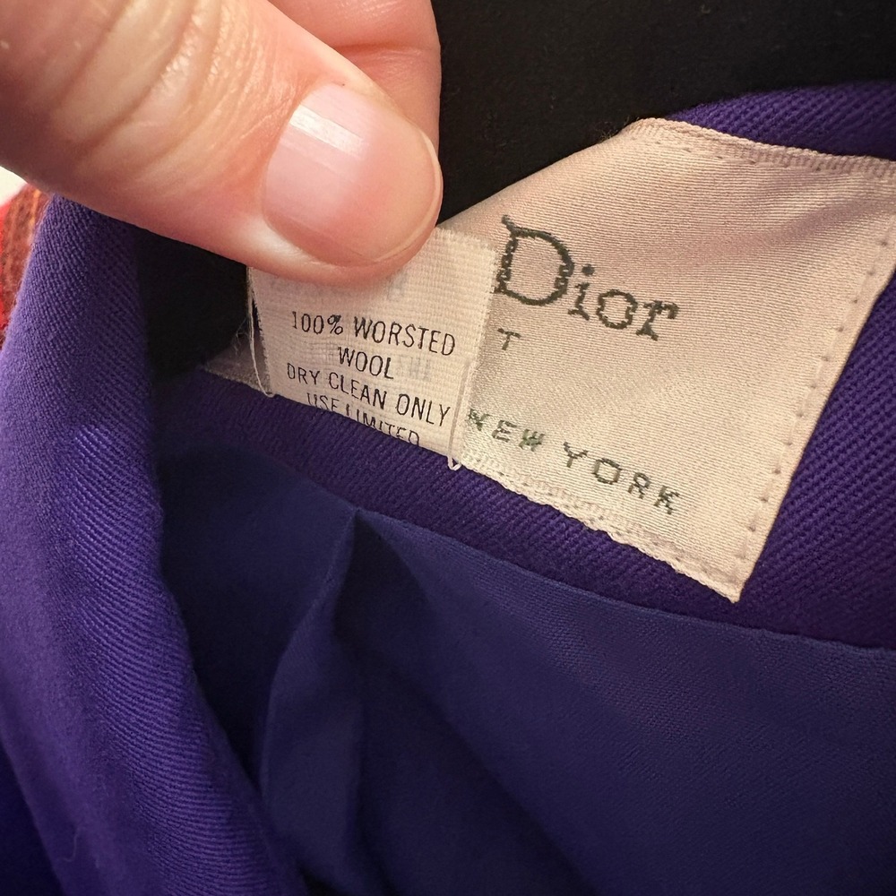 Christian Dior The Suit 1980's Purple Suit Skirt Set Wool Size 8 Purple Power - Picture 13 of 16